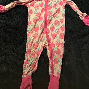 Little Sleepies Pink Strawberry Footie